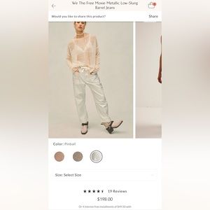 NWT We the Free Moxie Metallic Barrel Low-Slung Jeans Sz 28